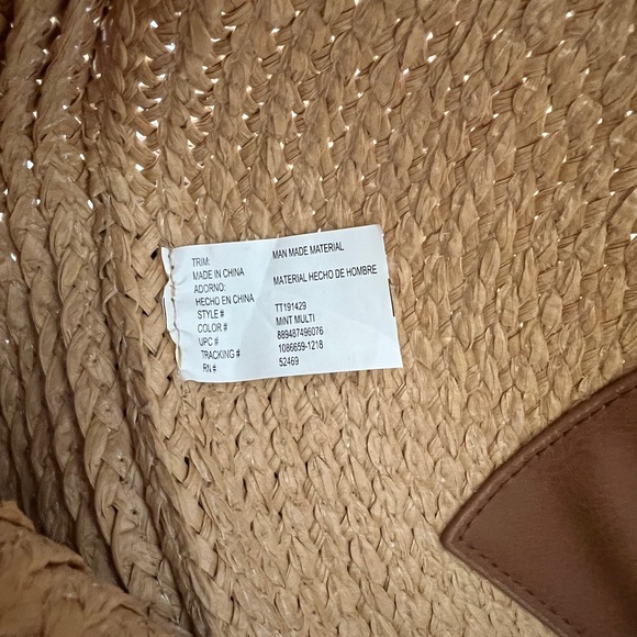 Time & Tru Circle Straw Handbag 15.5" - Beach Summer - Picture 8 of 10